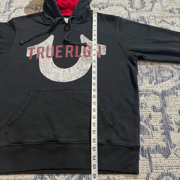 VTG Y2K True Religion Black and Red Graphic Hoodie SZ M - Picture 5 of 6